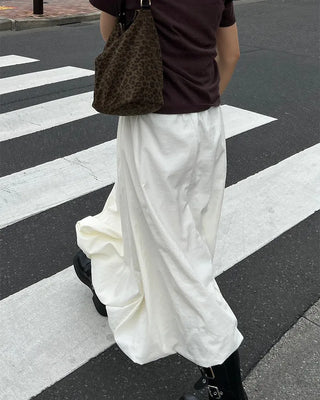 Elastic waist balloon nylon skirt