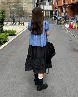 Frilled midi skirt