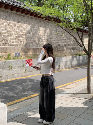Snap wide pants