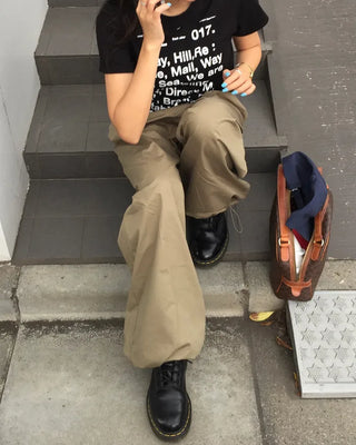 Long lettering half T-shirt