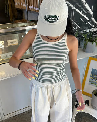 Ringer Cropped Striped Tank Top