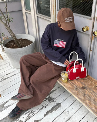 (Unisex) Brown Cotton Balloon Pants