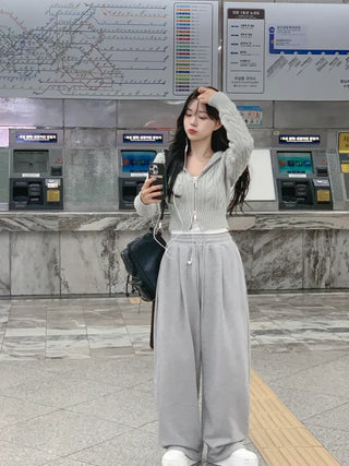 [3 colors] Pleated wide training pants