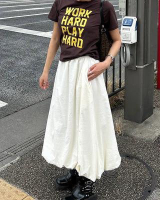 Elastic waist balloon nylon skirt