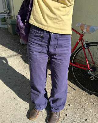 Herringbone wide cotton pants