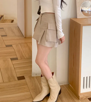 [Lined] Cargo pleated skirt (4 colors)