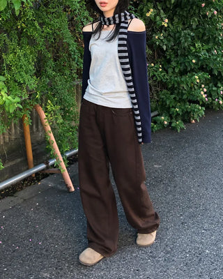 Colored cotton wide-leg pants