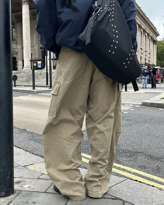 (Unisex) Vintage Wash Flap Cargo Pocket Pants