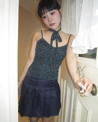 Tie-set leopard jacquard camisole