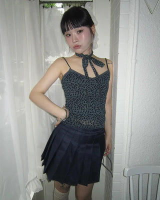 Tie-set leopard jacquard camisole