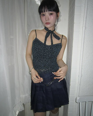 Tie-set leopard jacquard camisole