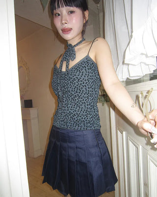 Tie-set leopard jacquard camisole