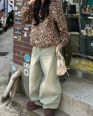 Super wide balloon green jeans