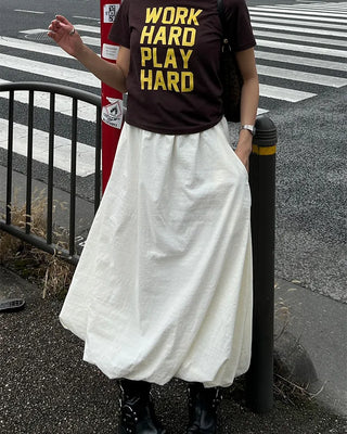 Elastic waist balloon nylon skirt