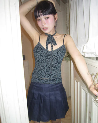 Tie-set leopard jacquard camisole