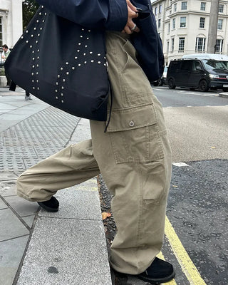 (Unisex) Vintage Wash Flap Cargo Pocket Pants