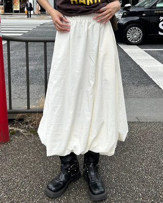 Elastic waist balloon nylon skirt