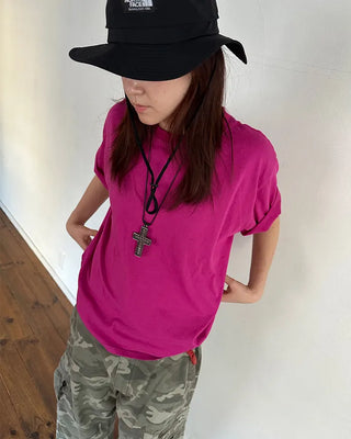 (Unisex) Simple Cotton Half-Sleeve T-Shirt