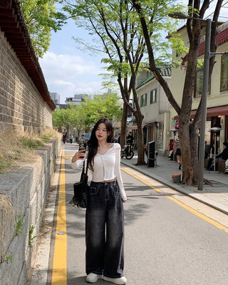 Snap wide pants