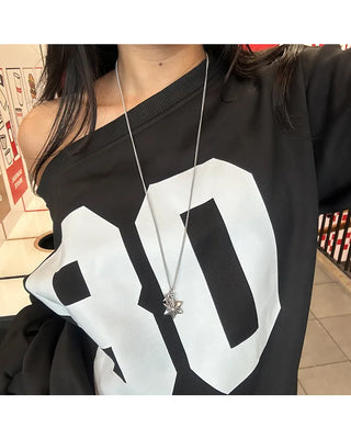 Flower Double Star Silver Chain Necklace