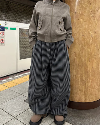 (Unisex) Check Patch Point Border Fleece Pants
