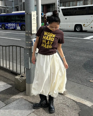 Elastic waist balloon nylon skirt