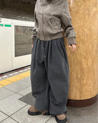 (Unisex) Check Patch Point Border Fleece Pants