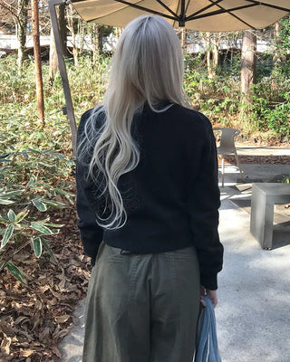 V-neck wool knit cardigan