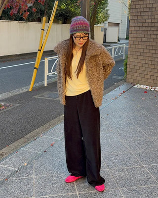 Drawstring waist velour pants