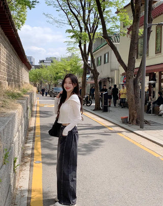 Snap wide pants