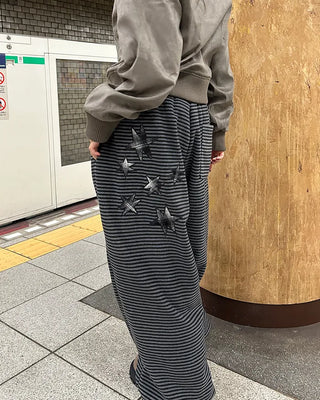 (Unisex) Check Patch Point Border Fleece Pants
