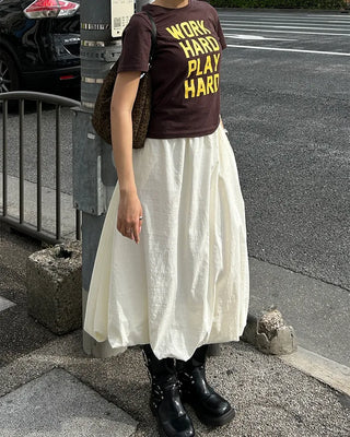Elastic waist balloon nylon skirt