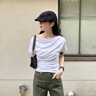 Shirred Off-Shoulder T-Shirt