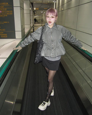 Padded Zip Peplum Jacket