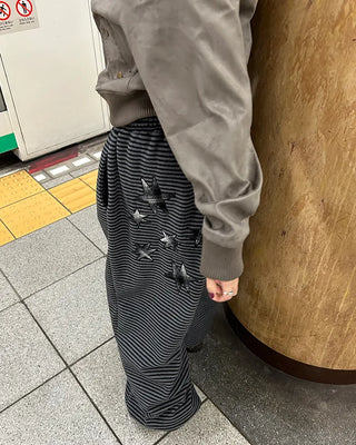 (Unisex) Check Patch Point Border Fleece Pants