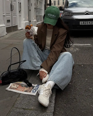 Washed wide denim pants