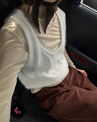 Soft angora knit vest