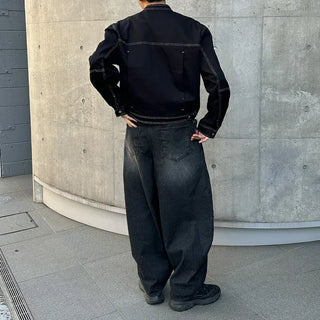 Washed balloon wide pants