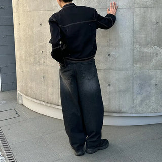Washed balloon wide pants