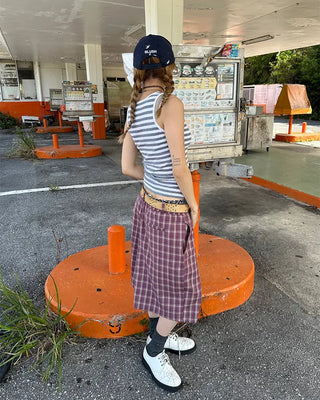 (ORIGINAL) Tartan Check Half Wide Easy Pants