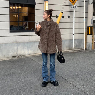 Boa Button Half Coat