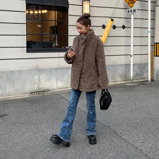Boa Button Half Coat