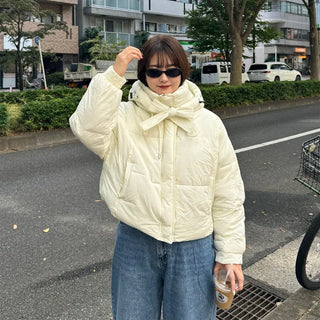 Ribbon Hooded Down Jumper