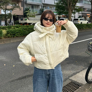 Ribbon Hooded Down Jumper