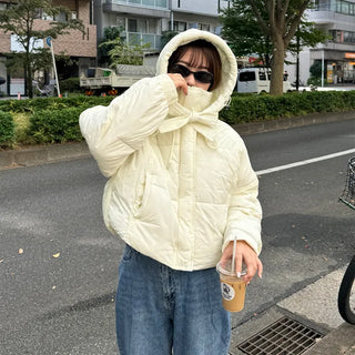 Ribbon Hooded Down Jumper
