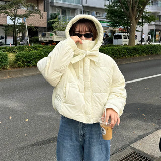 Ribbon Hooded Down Jumper
