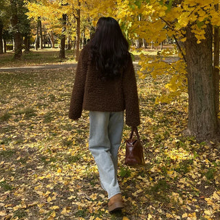 Boa fur quilted short coat