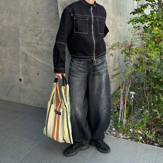 Washed balloon wide pants