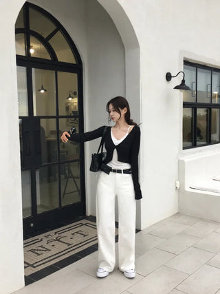 Diagonal stripe wave cardigan