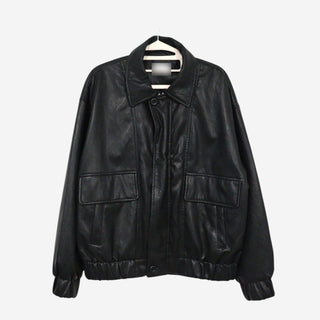 Leather collar blouson